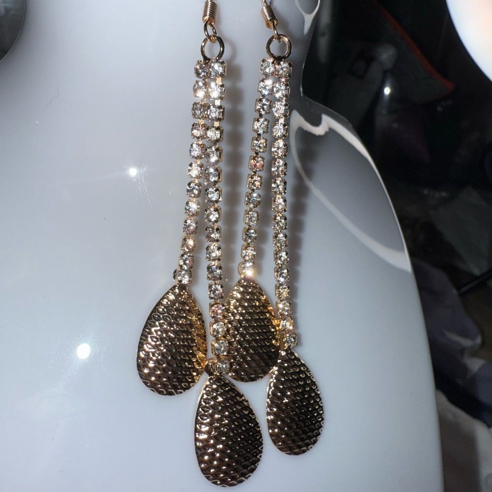 Elegant Gold and Silver Teardrop Dangle Earrings